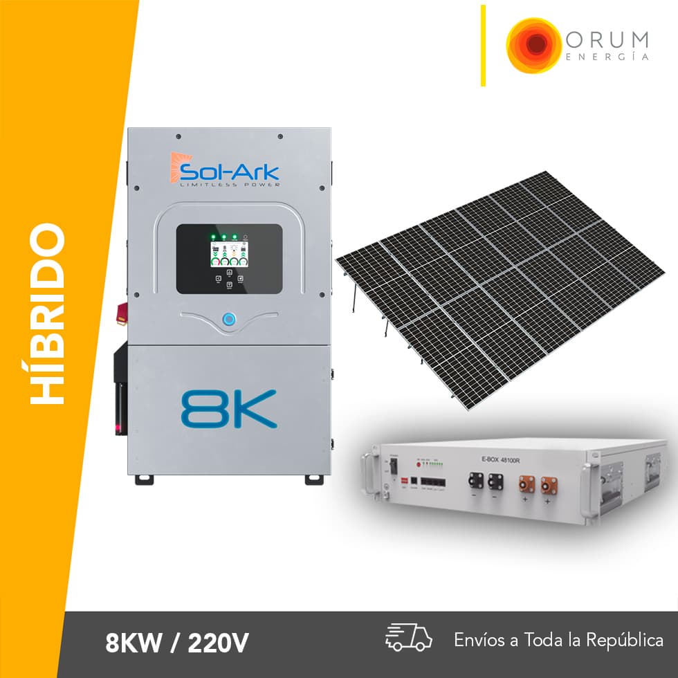 Kit de Paneles Solares Híbrido con respaldo en Batería de Litio de 5 kw Sol-Ark