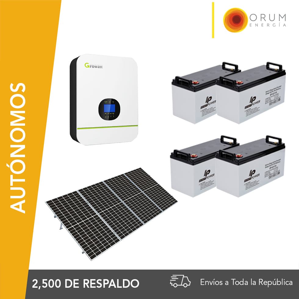 Kit Solar Autónomo – Respaldo Isla 10Kwh día Batería GEL 2.5Kw
