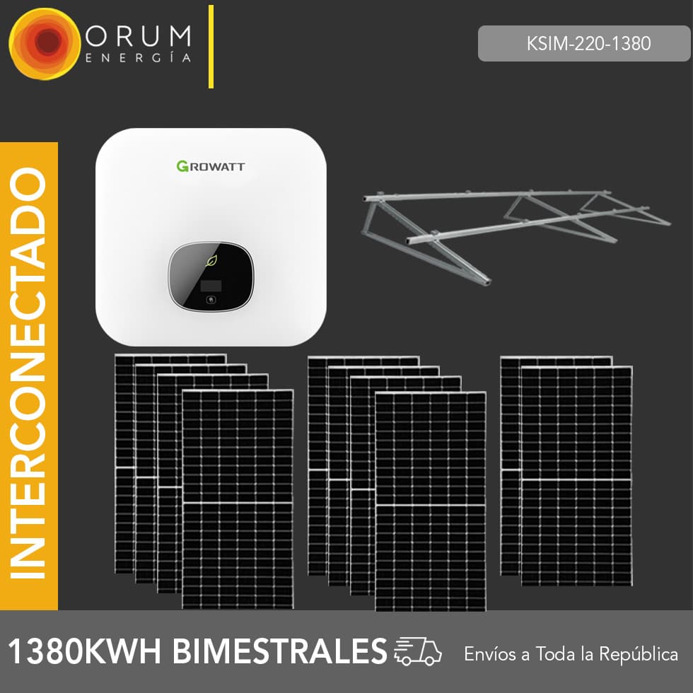 Kit Solar de Paneles solares de interconexión 1480kwh bimestrales 220v