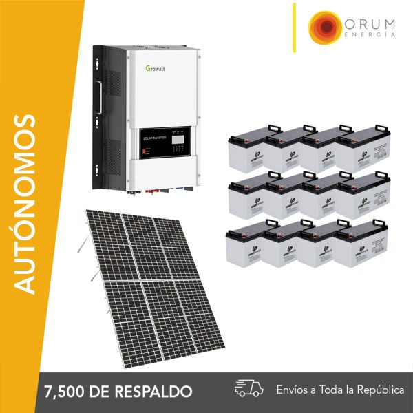 Kit Solar Autónomo – Respaldo Isla 13Kwh día Batería de Gel 7.5kW 220v